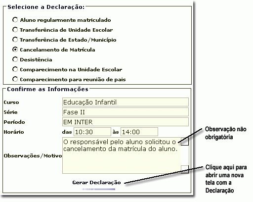 Cancelamento de Matricula